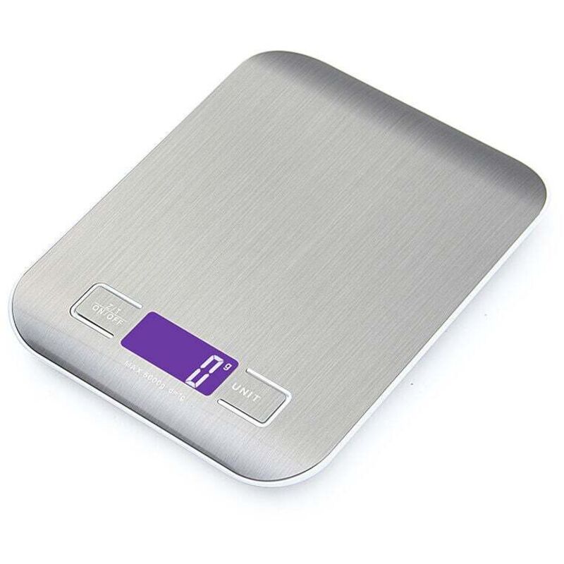 Ortviai 5 Kg/1 G Elektronische Küchenwaage Aus Edelstahl Mit Lcd-bildschirm, Tara-funktion Und 4 Einheiten