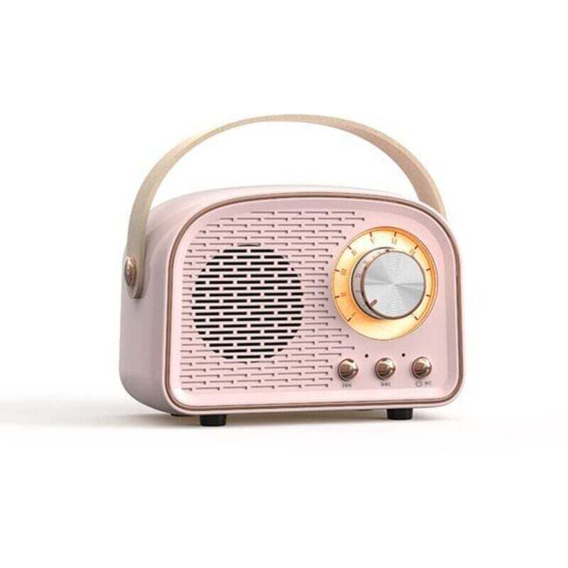 Ortviai Retro Pink Bluetooth 5.0 Lautsprecher Mit Fm-radio, Kristallklarer Stereoklang, Für Den Innen- Und Außenbereich