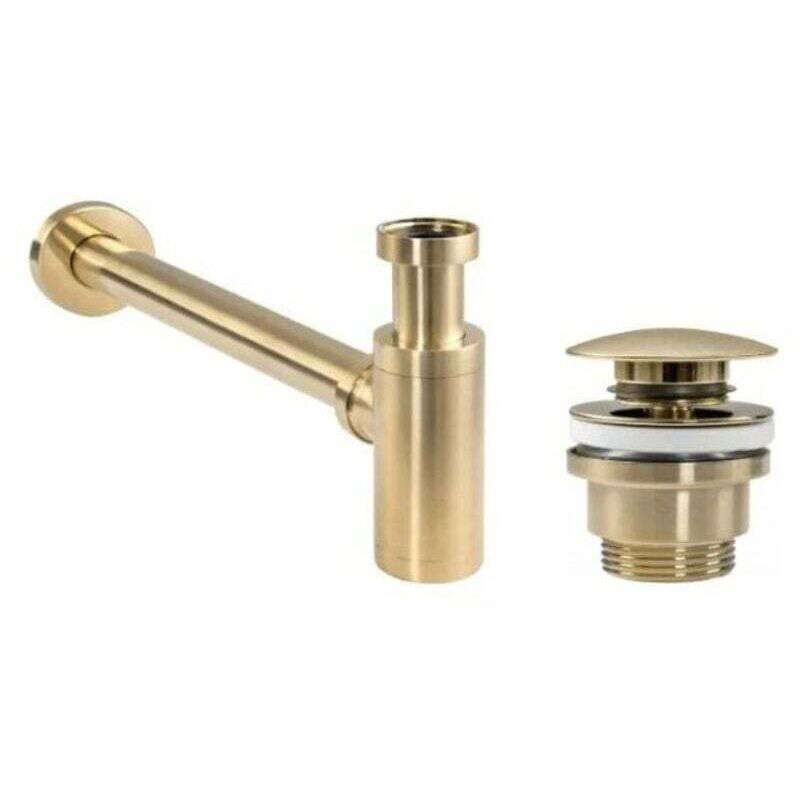 Ortviai Siphon- Und Abflussset Für Badezimmer In Gebürstetem Gold