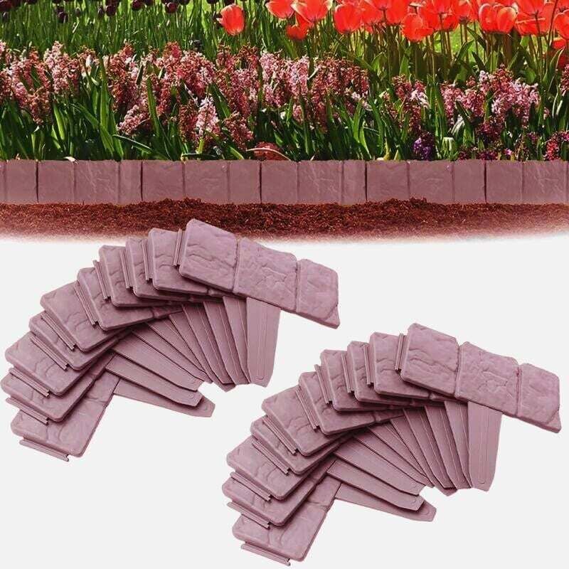 Set Mit 20 Gartenrandleisten Aus Kunststoff, 5 M, Rot, Ortviai
