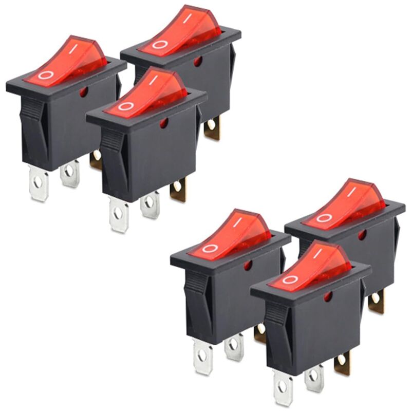 16a 250v 4-poliger Dpst Ein-/ausschalter Für Boote, 6er-packung, Rot