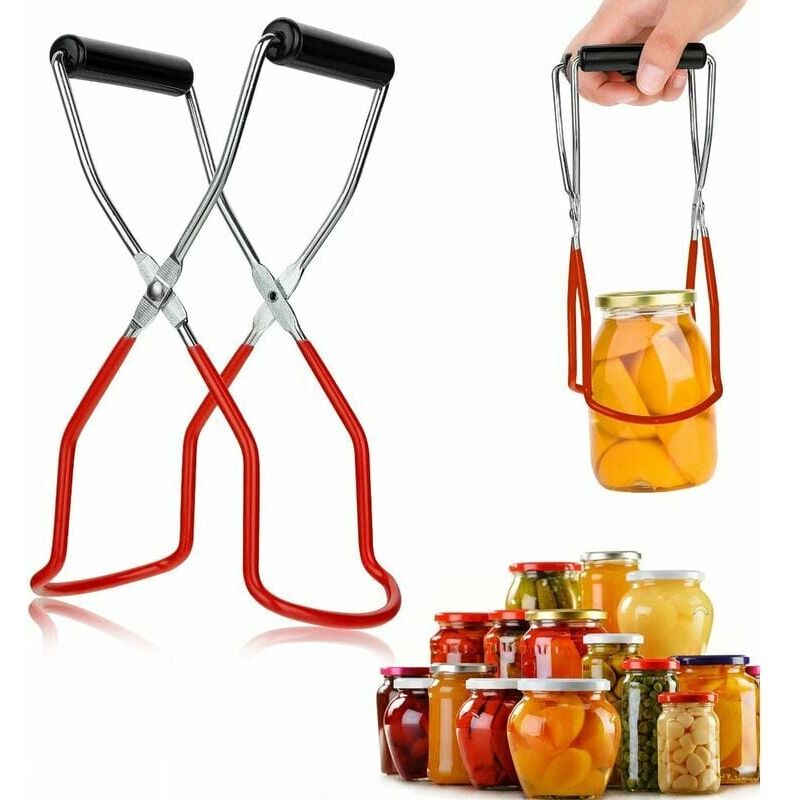 Edelstahl-einmachzange Mit Ergonomischem Griff Für Heiße Marmeladen, Rot