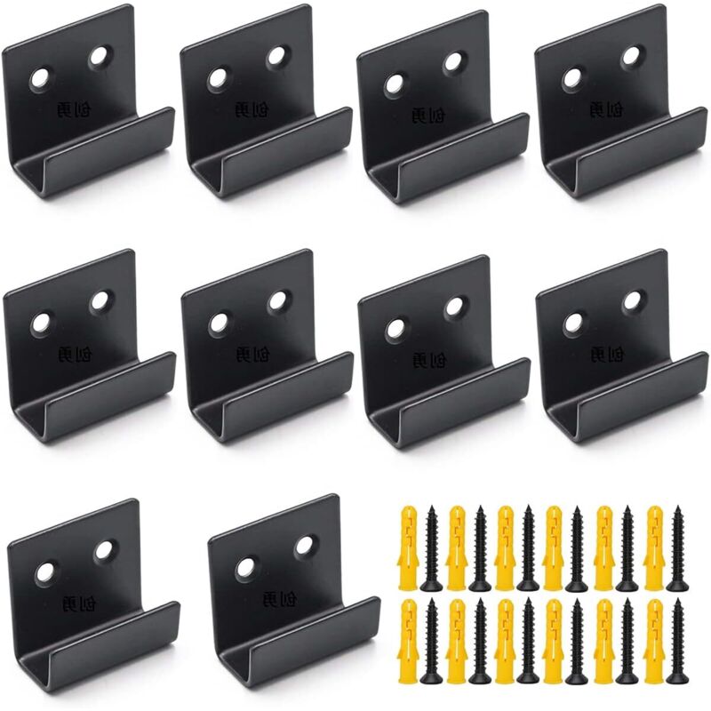 Schwarze Stahl-wandhaken Für Schwere Rahmen – 10er-packung Mit Schrauben Und Dübeln