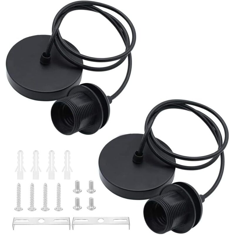 E27 Schwarze 100cm Kabel-pendelleuchte Für Bar, Café, Geschäft, Hotel (2 Stück)