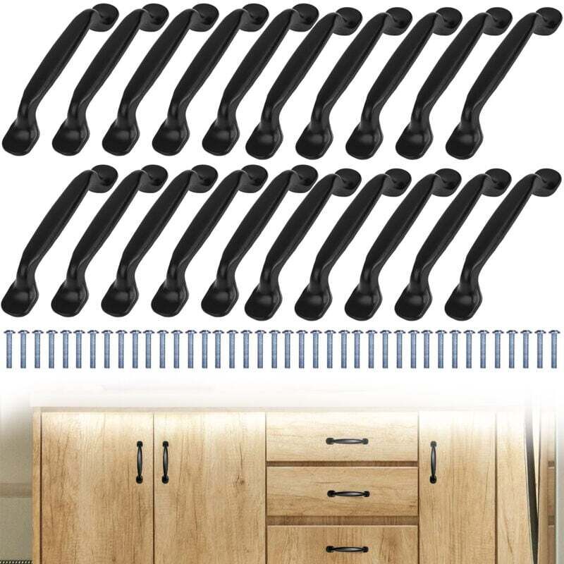 Schwarze Aluminium-küchengriffe (96 Mm) – 20er-packung Inklusive Schrauben Für Schubladen Und Türen