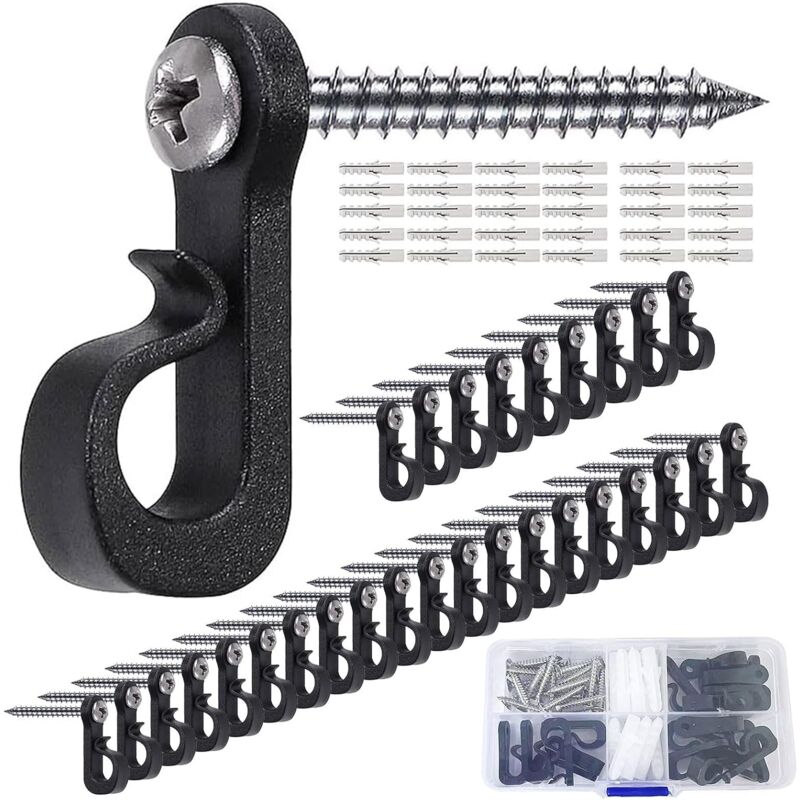 Wandhaken Für Led-lichterketten, 30 Stück, Schwarz