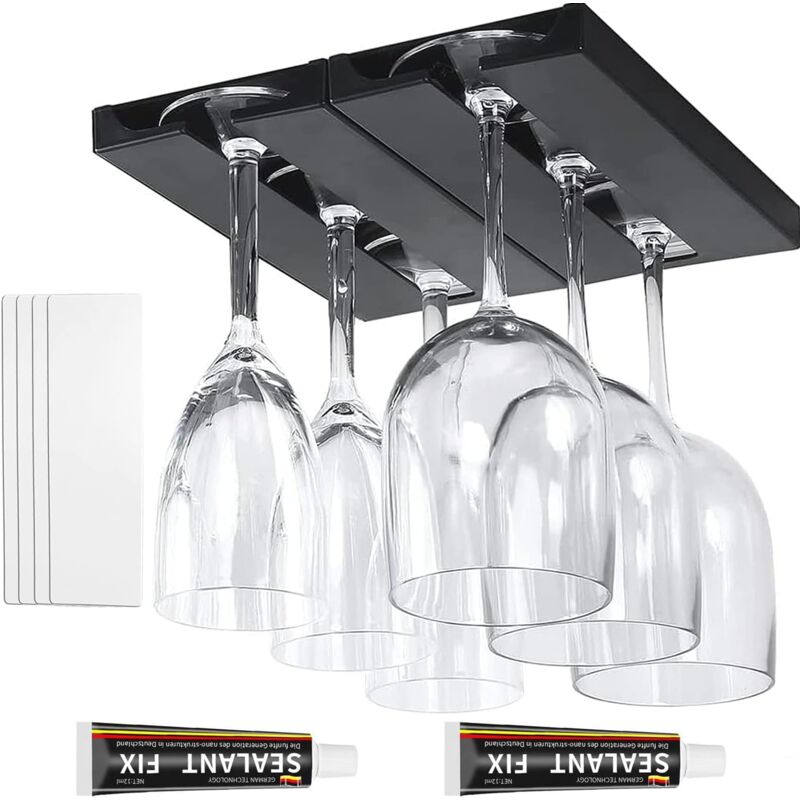 Schwarze, Selbstklebende Glashalter Für Küche, Bar Und Restaurant (2 Stück)