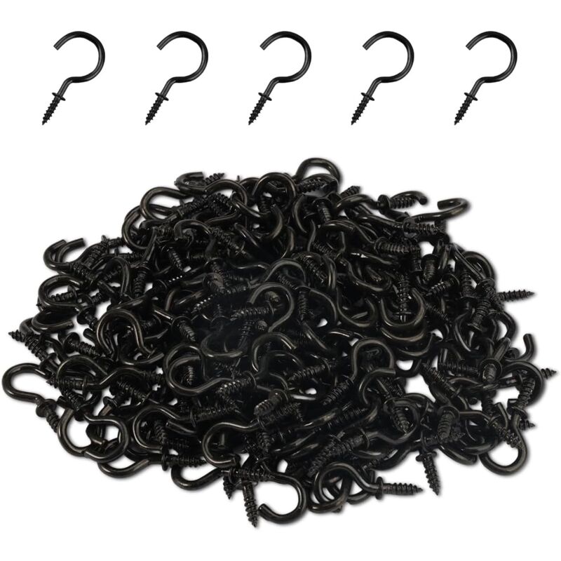 Schwarze 1/2-zoll-metallschraubhaken Zum Aufhängen Von Pflanzen, Lichtern Und Seilen