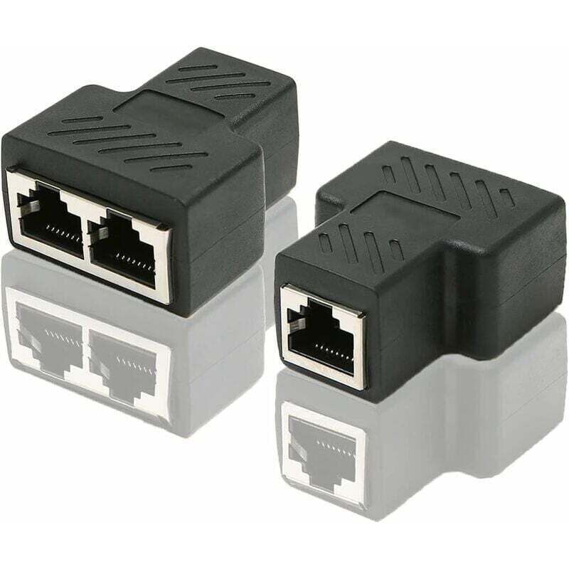 Ortviai Rj45 Cat6 1 Auf 2 Ethernet-splitter-adapter, Zwei Weibliche Anschlüsse, Schwarz – 2er-pack
