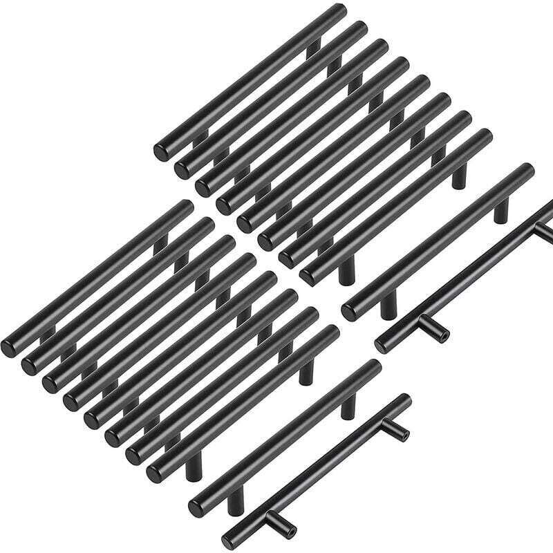 128 Mm Küchenschrankgriffe Aus Schwarzem Edelstahl – 20er-packung Inklusive Schrauben