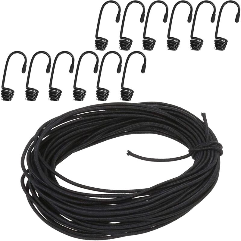 4 Mm X 20 M Elastische Kordel Mit 12 Haken Für Planen Und Sicheren Transport