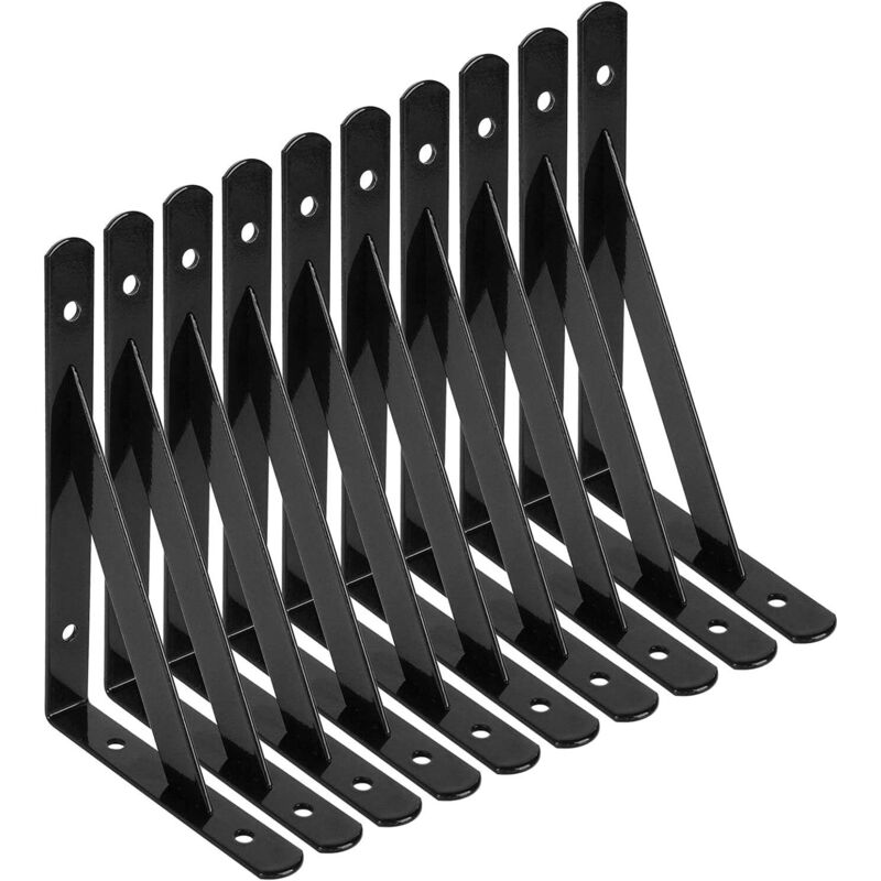 Wandhalterungen 150x95mm, 10 Stück 90° Stahl Mit Schrauben Und Dübeln Für Regale (schwarz)