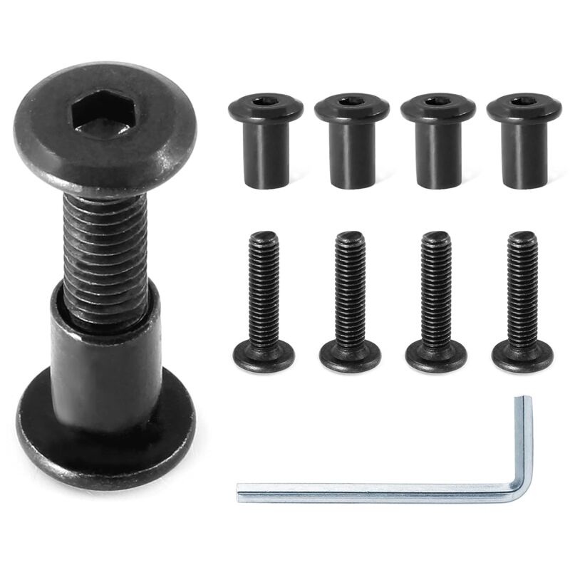 Packung Mit 10 Paar Schwarzen M6 X 25 Mm Sechskantschrauben Mit Inbusschlüssel Zur Möbelbefestigung