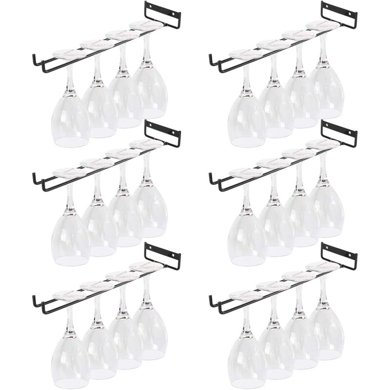 Hängendes Glasregal 30 Cm, Schwarzes Metall, Für Küchenbarschränke – 6er-set