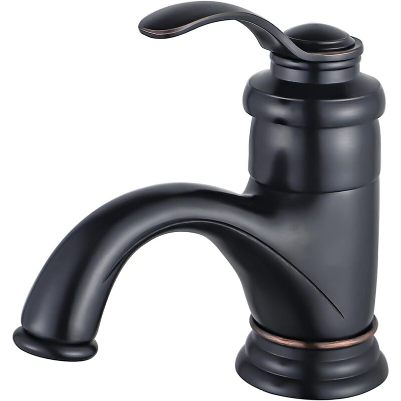 Retro-einhebel-waschtischarmatur Aus Schwarzem Messing Mit Gebürsteter Bronzeoberfläche