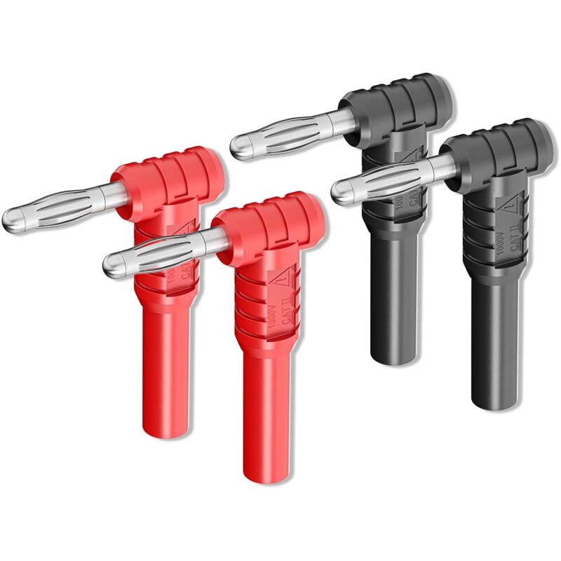 4-mm-winkel-bananenstecker, Stecker/buchse, Rot/schwarz, 4 Stück, Für Elektrische Prüfungen