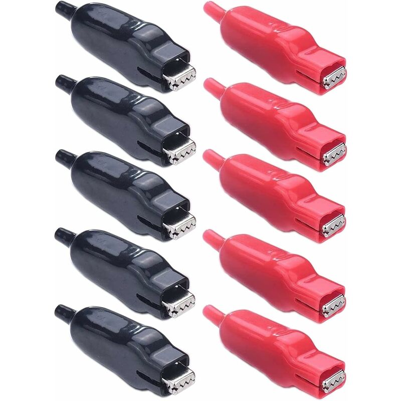 Packung Mit 10 Roten Und Schwarzen Pvc-isolierten 20-a-krokodilklemmen Für Elektroprojekte