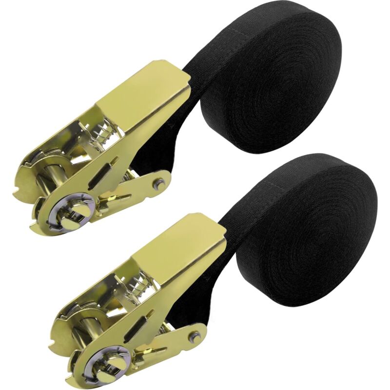 Set Mit 2 Ratschen-spanngurten, 6 M, 800 Kg, Schwarz, Für Motorrad, Auto, Anhänger, Zuhause