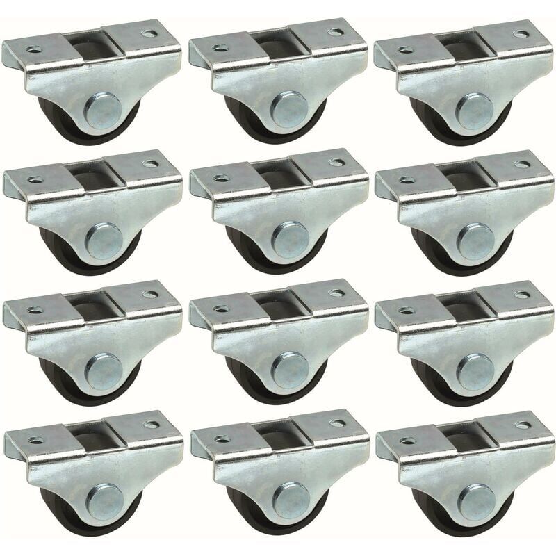 12 Universelle, Schwarze 25-mm-rollen Für Möbel, Bett, Wagen, Mülleimer Und Aufbewahrung