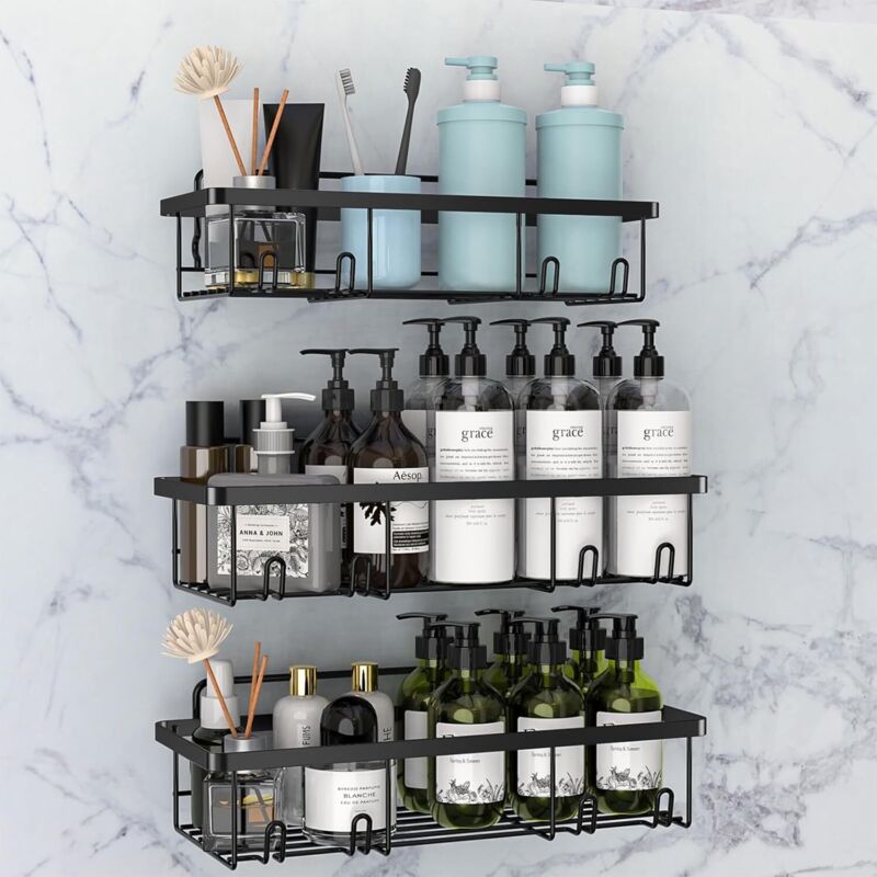 Duschablagen Ohne Bohren, 3er-set, Edelstahl 304, Schwarz, Badezimmer