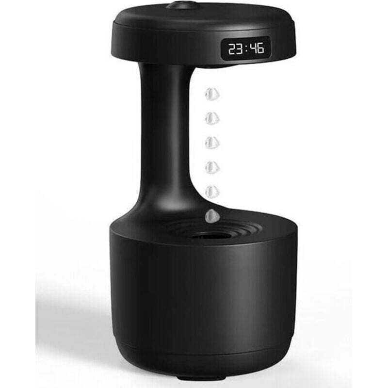 Ortviai Anti-schwerkraft-luftbefeuchter Mit Led Und Uhr – Schwebender Tropfen – Schwarz