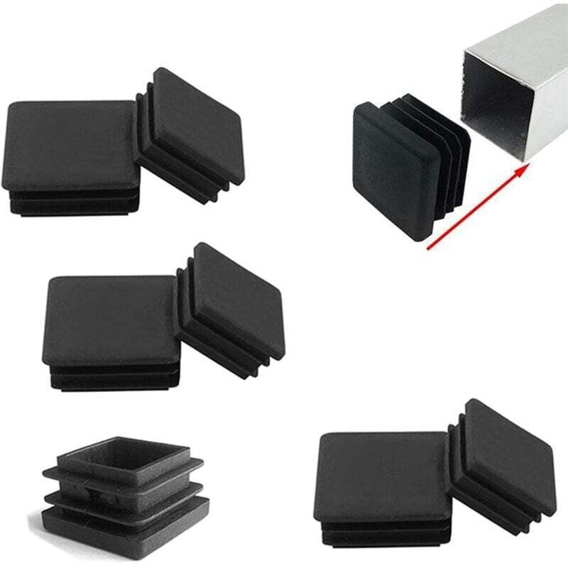 6 Quadratische Lamellen-endkappen 80x80 Mm Für Rohre – Schwarze Kunststoff-fußkappen Ortviai