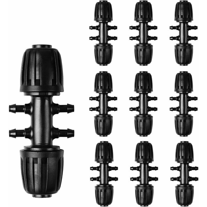 1/2" Bis 1/4" T-verbinder Mit Widerhaken Für Tropfbewässerung – 6-fach, Schwarz, Ortviai