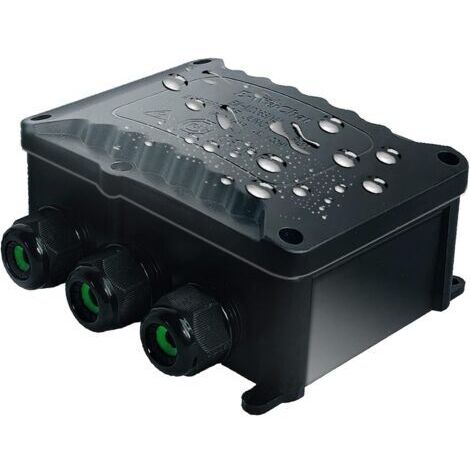 Wasserdichter Ip68-anschlusskasten, Tüv-zertifiziert, 4-fach, Mit M25-anschluss Für Kleine Elektrische Gehäuse, Schwarz, Durchmesser Ø9 Mm Und Ø12 Mm, 5-poliger Klemmenblock