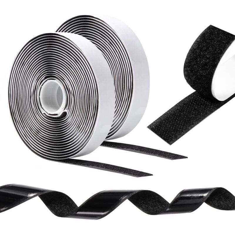 Ortviai Doppelseitiges Klettband 10 M X 20 Mm Schwarz Für Bilderrahmen, Teppiche Und Heimwerkerprojekte
