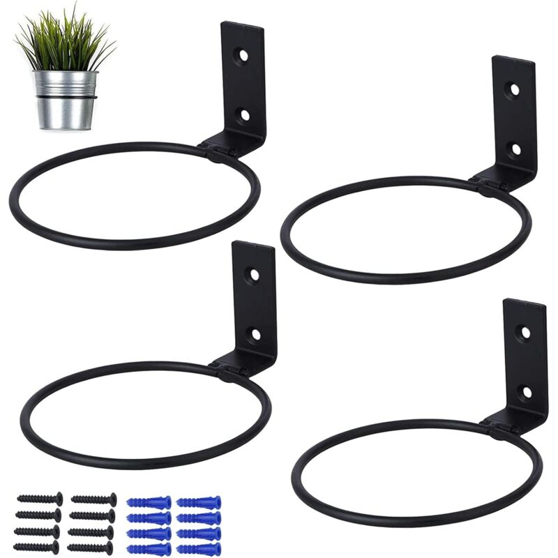 Schwarze, 4-teilige Wandhalterung Aus Metall Für Pflanzkästen Auf Balkon, Terrasse Und Garten