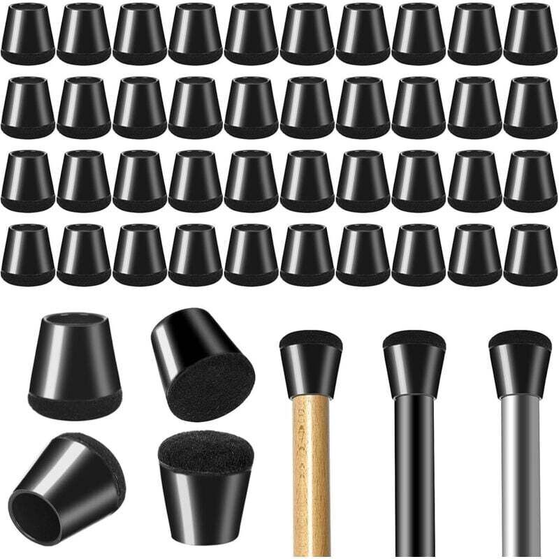40 Stück Silikon-stuhlbeinschoner Für Stühle Mit 14–20 Mm Durchmesser, Mit Filzgleitern, Schwarz, Ortviai