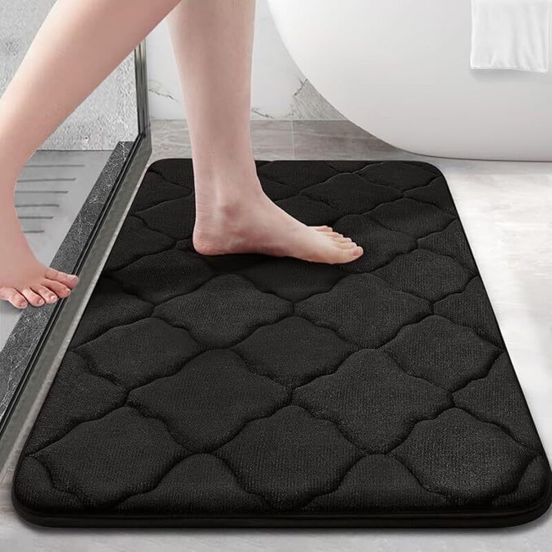 Rutschfeste Badematte Aus Weichem Memory-schaum, Saugfähig Und Waschbar – 40 X 60 Cm, Schwarz, Ortviai