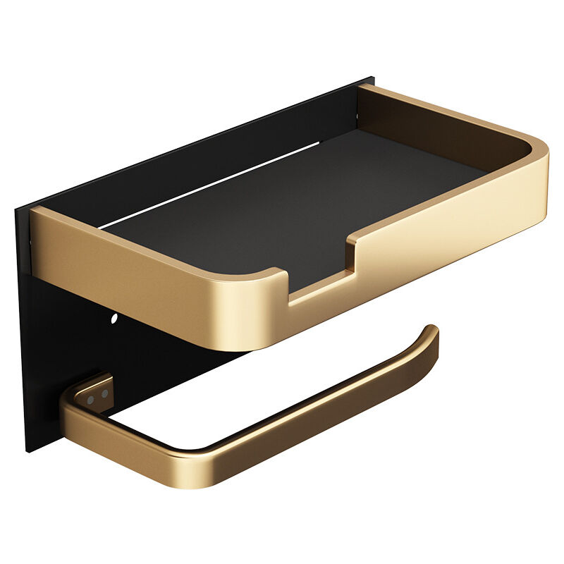 Wandmontierter Toilettenpapierhalter Mit Integrierter Handyhalterung, Gold-schwarz, Badezimmer