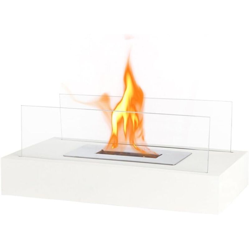 Rechteckiger Tischkamin 35 Cm, Bioethanol, Ohne Abzug, Für Den Innen- Und Außenbereich, Weiß