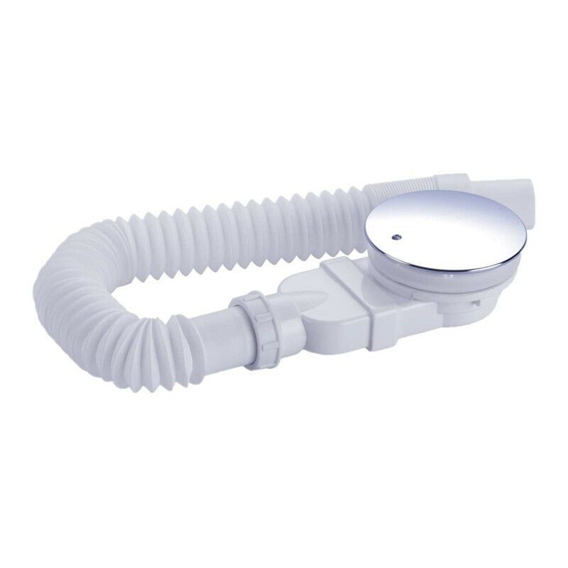 Extraflacher 90-mm-duschablauf Mit Geruchsableitung, Haarsieb Und Flexiblem Schlauch – Chrom Und Weiß