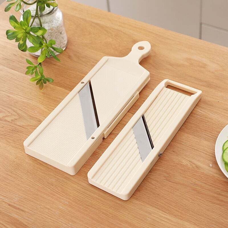 Manuelle Mandoline Mit 3 Austauschbaren Edelstahlklingen, Gemüseschäler Und Obstschäler, Cremeweißes Ortviai