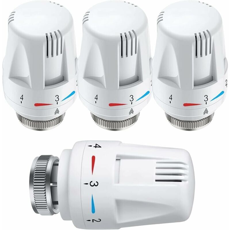 Thermostatische Heizkörperköpfe M30x1,5 – 4er-pack, Weiß, Zur Temperaturregelung