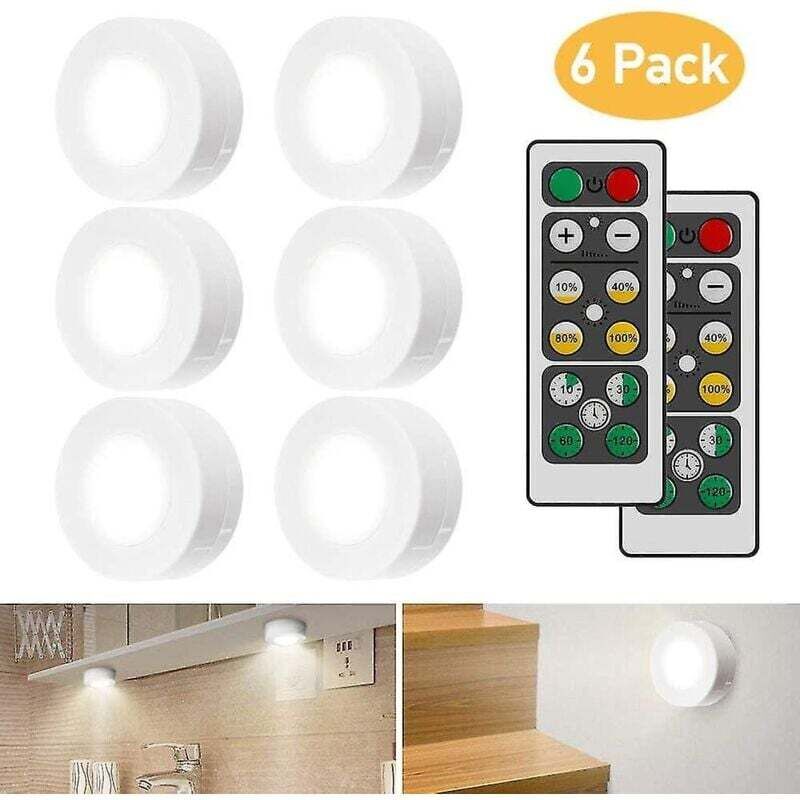 Ortviai Led-schrankleuchten Mit Fernbedienung – Set Mit 6 Integrierten Weißen Leuchten