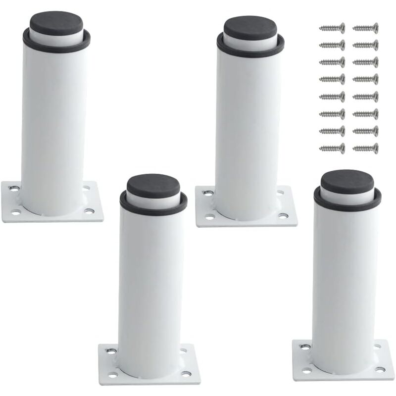 Set Mit 4 Verstellbaren Möbelfüßen Aus Weißem Metall, Höhe 120–180 Mm