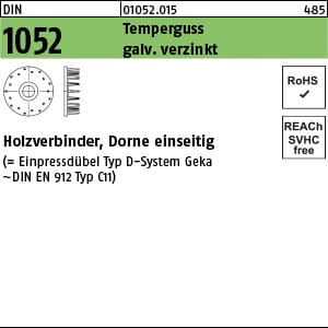 Holzverbinder, Dorne einseitig, DIN 1052 TG blau verzinkt Nenn-Ø 65mm