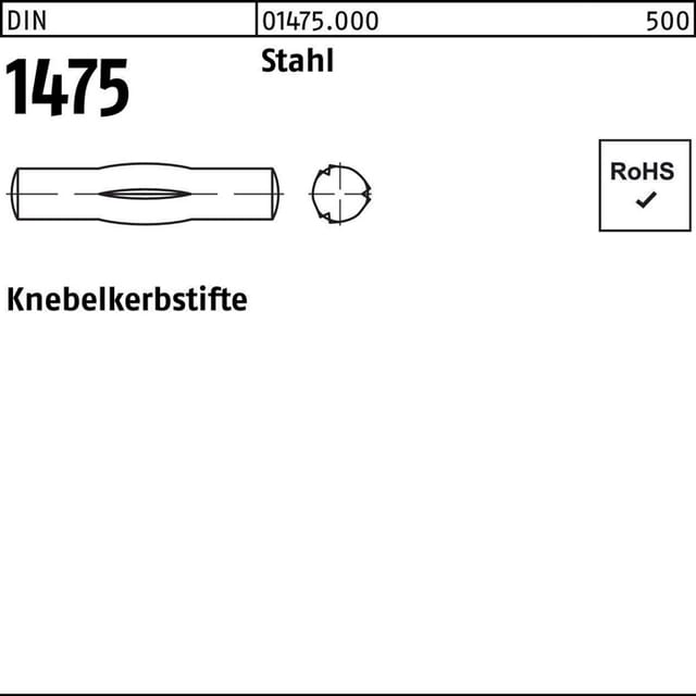 Knebelkerbstift DIN 1475 Stahl blank ø10 x 36mm