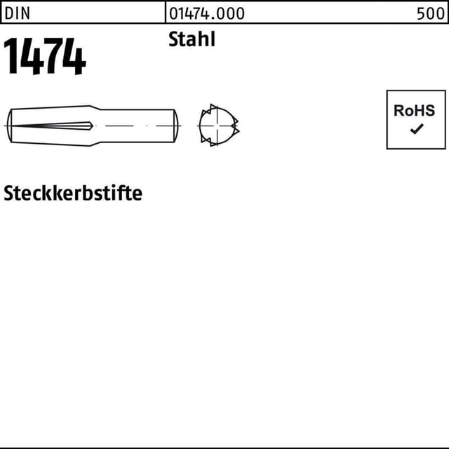 Steckkerbstift DIN 1474 Stahl blank ø12 x 40mm