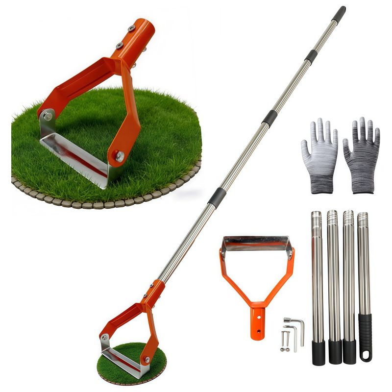 Verstellbare Bügelhacke 125–161 Cm – Gartenhacke Aus Stahl Zum Jäten Und Auflockern Des Bodens – Orange