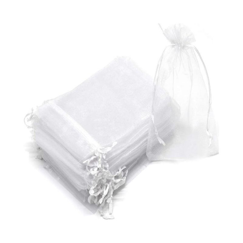 Packung Mit 50 Organzabeuteln Mit Kordelzug, 17 X 23 Cm, Für Schmuck, Geschenke, Pflanzenabdeckungen, Pflanzenschutzbeutel (weiß)