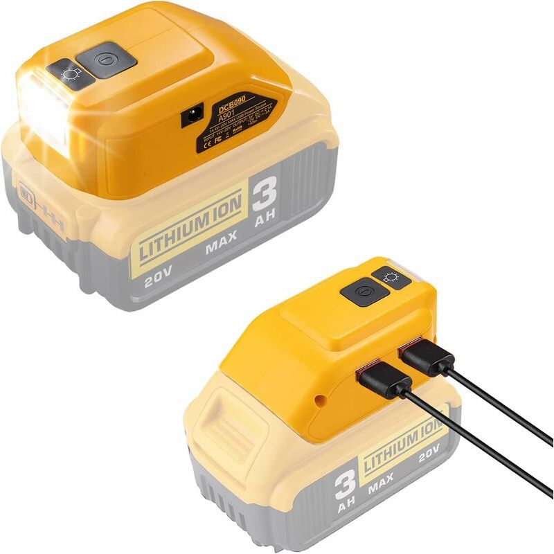 Akkuadapter Für Dewalt 14,4v/18v/20v Akkus, Dc-anschluss Und Led-arbeitsleuchte, Plus Zwei Usb-ladegeräte, Netzteil