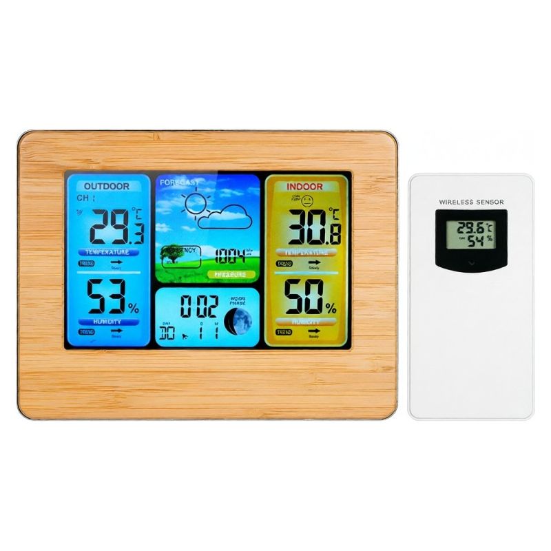 Fanju Drahtlose Wetterstation, Thermometer, Hygrometer, Barometer, Farb-lcd-bildschirm, Wecker, Schlummerfunktion, Mondphasenanzeige, Usb-/batteriebetrieb