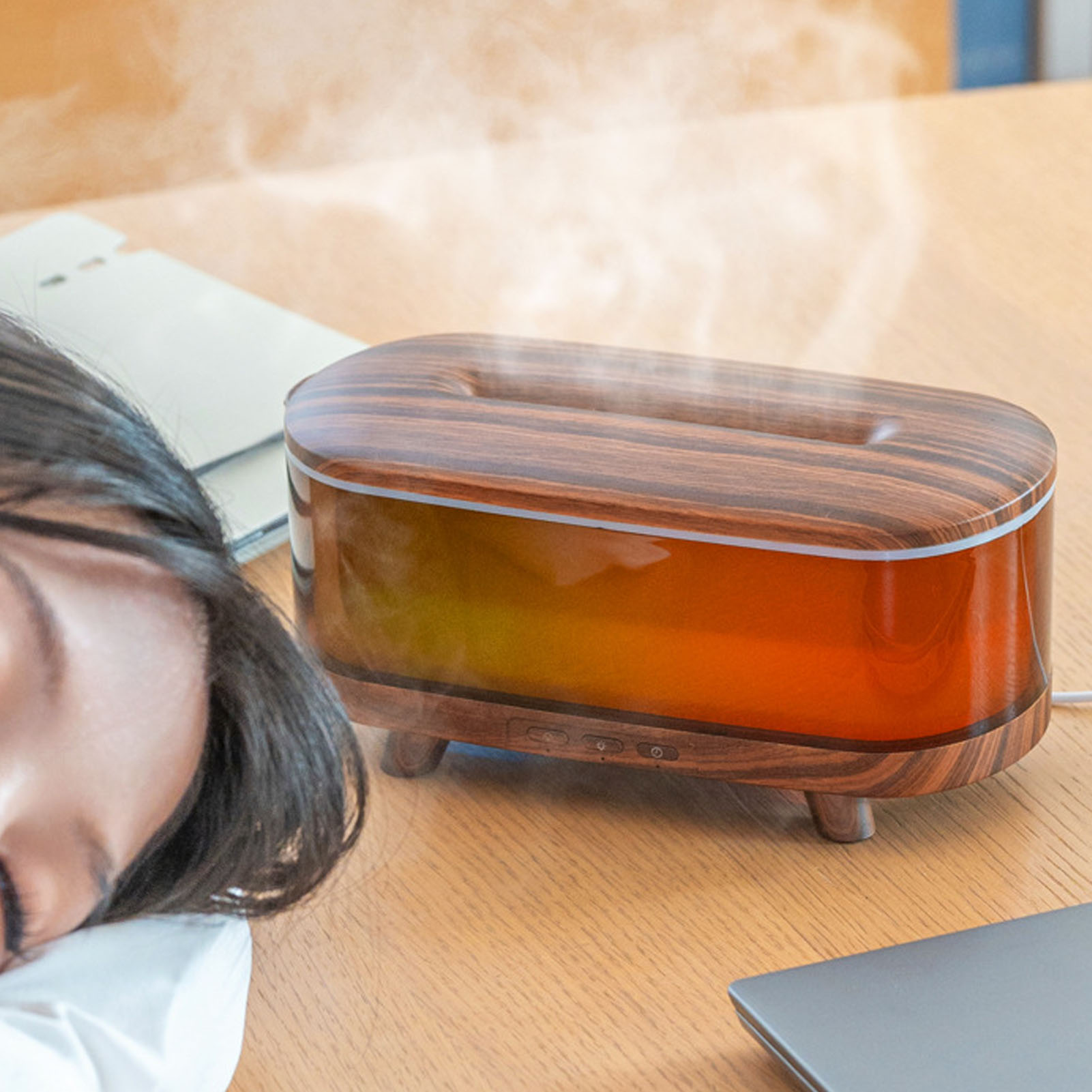 Ätherischer Öldiffusor Aus Holz – Ultraschall, 400 Ml, 3 Einstellungen, Led-beleuchtung Und Fernbedienung – Aromatherapie-luftbefeuchter Mit Trockenbirnenschutz
