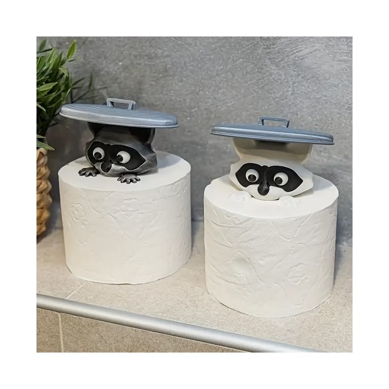 Set Mit 2 3d-gedruckten, Waschbärförmigen Toilettenpapierhaltern, Niedliche Dekorative Taschentuchhalter Für Das Badezimmer Mit Deckel