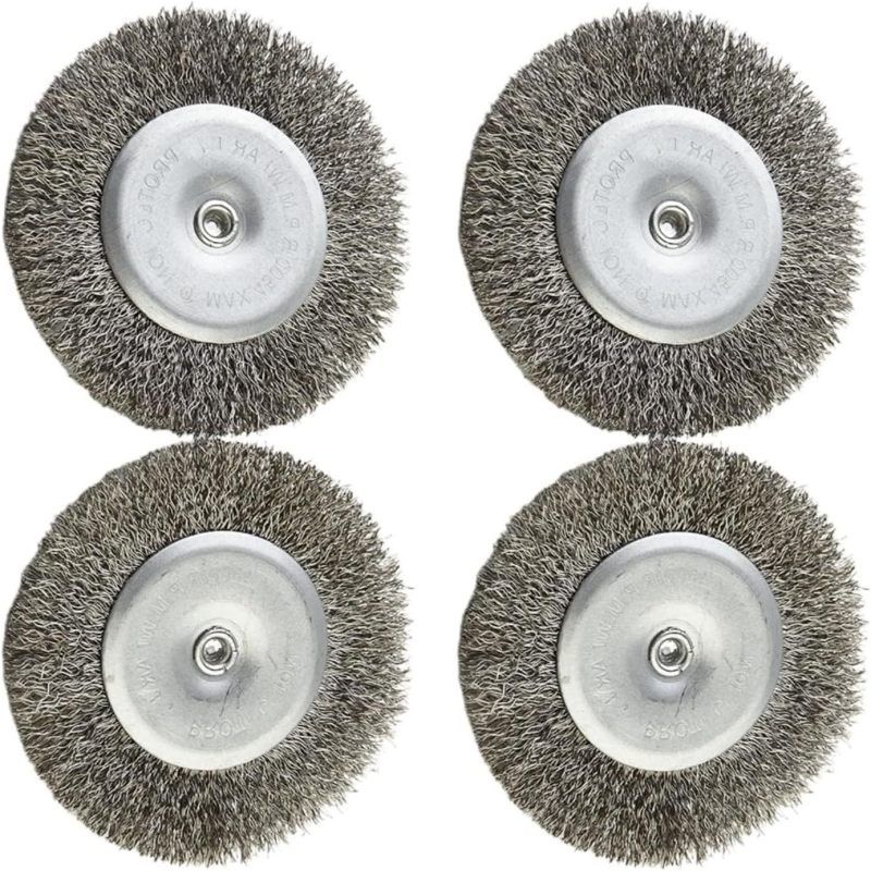 Rotierende Drahtbürste Aus Edelstahl – 4er-set, 100 Mm Durchmesser, Zum Bohren, Entrosten Und Lackieren