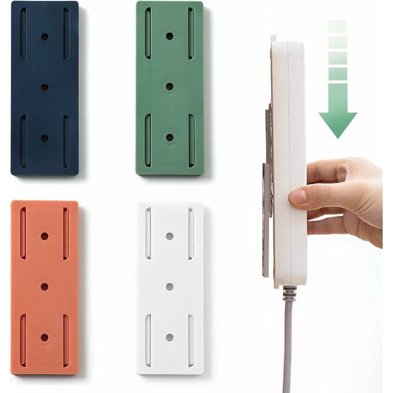 Steckdosenleistenhalter, Selbstklebender Steckdosenleistenhalter, Selbstklebender Steckdosenleistenclip Für Steckdosenleisten Und Fernbedienungen Zur Aufbewahrung In Küche, Haushalt Und Büro (4 Stück)
